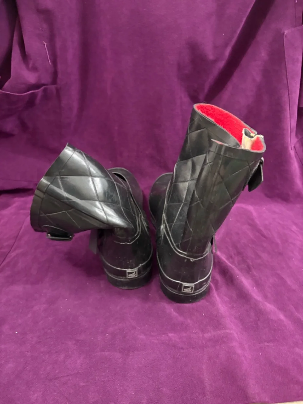 Sperry Topsider Falcon Black Rubber Rain Boots